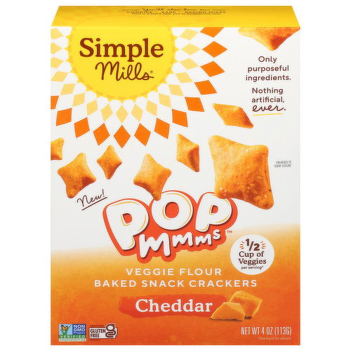 Simple Mills Snack Crackers, Baked, Cheddar