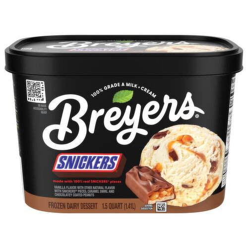 Breyers Ice Cream, Vanilla, Light, Snickers