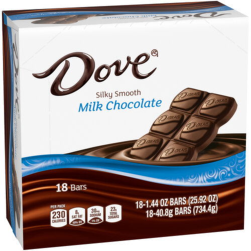 DOVE Milk Chocolate Singles Size Candy Bar Box