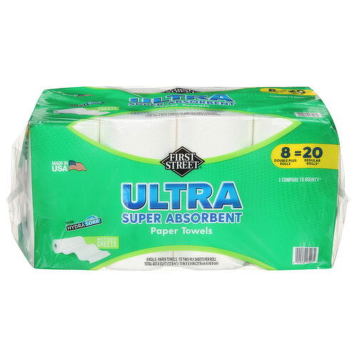 First Street Paper Towels, Super Absorbent, Ultra, Two-Ply