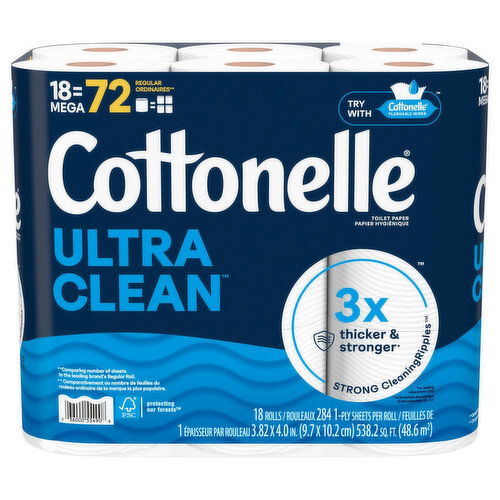 Cottonelle Toilet Paper, Mega, 1-Ply