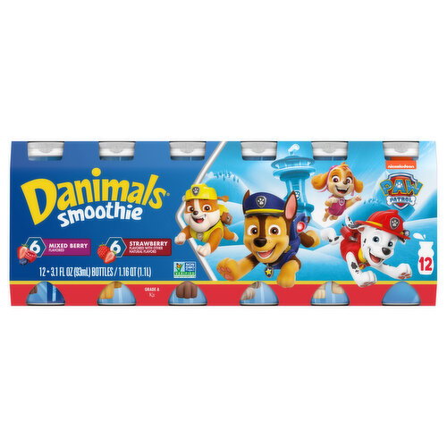 Danimals Strawberry & Mixed Berry Kids Low Fat Yogurt Smoothies