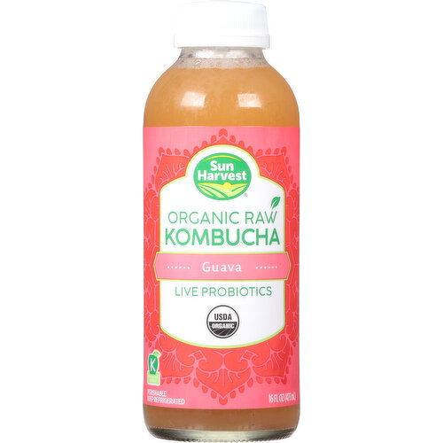 Sun Harvest Kombucha, Organic Raw, Guava