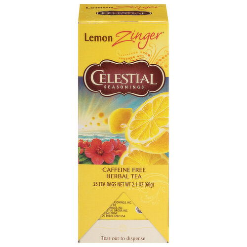 Celestial Seasonings Herbal Tea, Caffeine Free, Lemon Zinger, Tea Bags