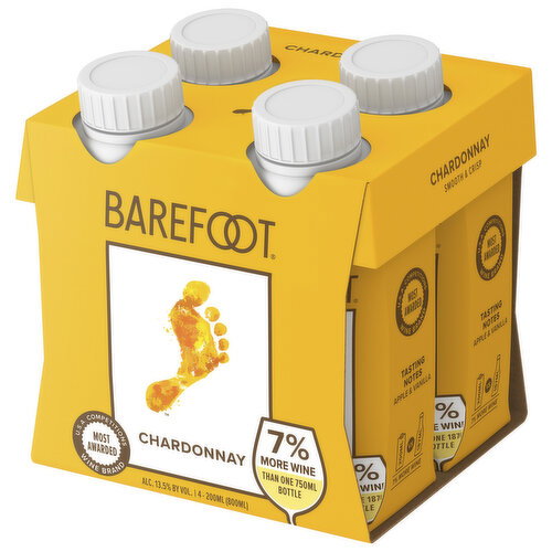 Barefoot Cardonnay White Wine 200ml 4pk Image 1 of 7