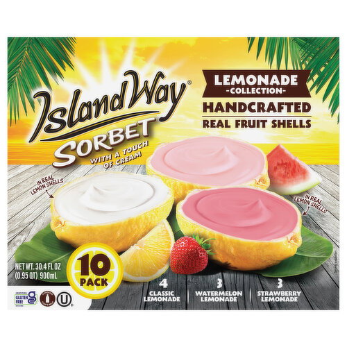 Island Way Lemonade Collection Classic Lemonade/Watermelon Lemonade/Strawberry Lemonade Sorbet with a Touch of Cream
