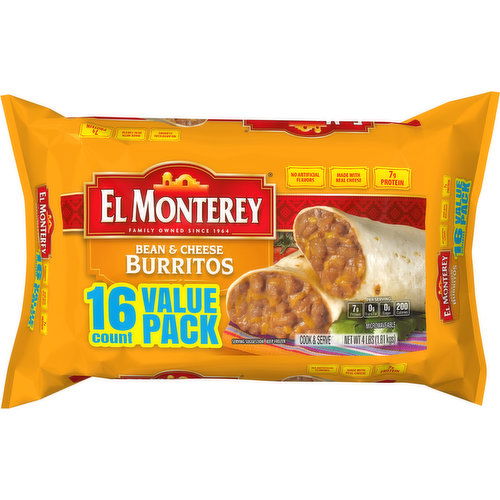 El Monterey Burritos, Bean & Cheese, Value Pack