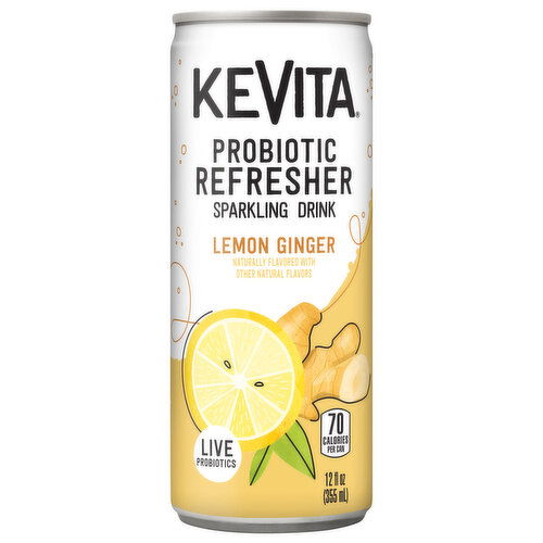 KeVita Sparkling Drink, Lemon Ginger, Probiotic Refresher