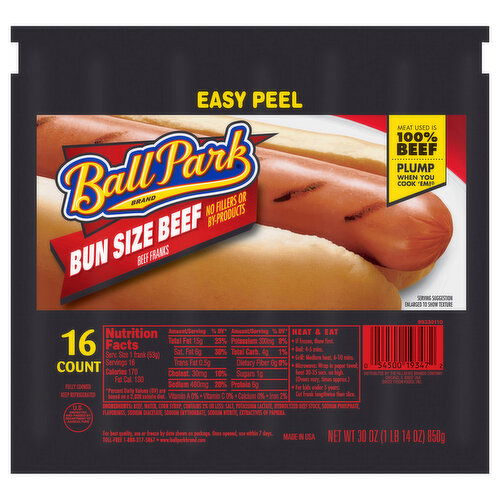 Ball Park Beef Bun Size Franks