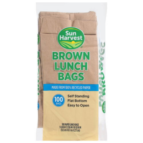 Sun Harvest Lunch Bags, Brown, Paper