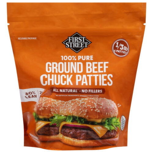 First Street Ground 80%/20% 100% Pure Beef Chuck Patties
