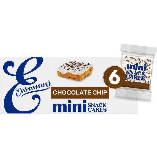 Entenmann's Iced Chocolate Chip Mini Snack Cakes, 6 count, 11 oz