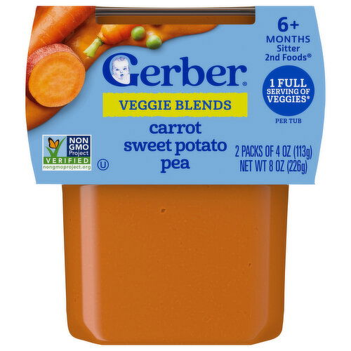 Gerber Sitter 2nd Foods (6+ Months) Veggie Blends Carrot Sweet Potato Pea