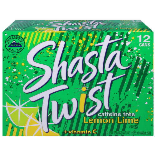 Shasta Soda, Caffeine Free, + Vitamin C, Lemon Lime