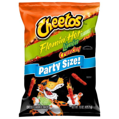 Cheetos Crunchy Flamin' Hot Limon Flavored Cheese Flavored Snacks Party Size