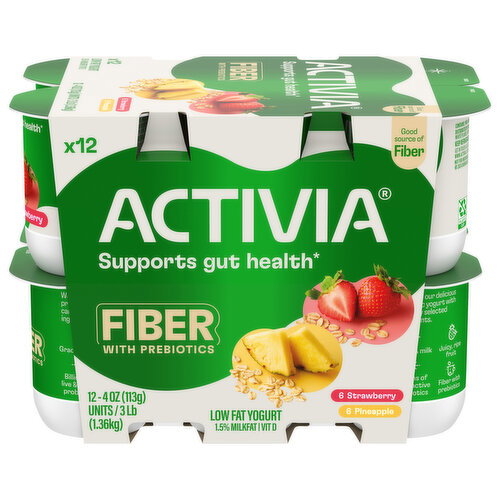 Activia  Strawberry & Pineapple Probiotic Low Fat Yogurt