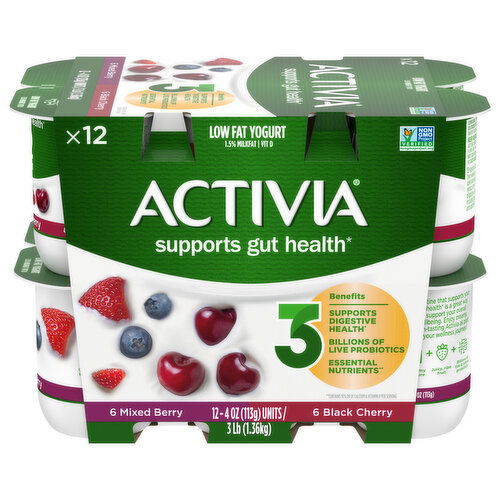 Activia Low Fat Black Cherry/Mixed Berry