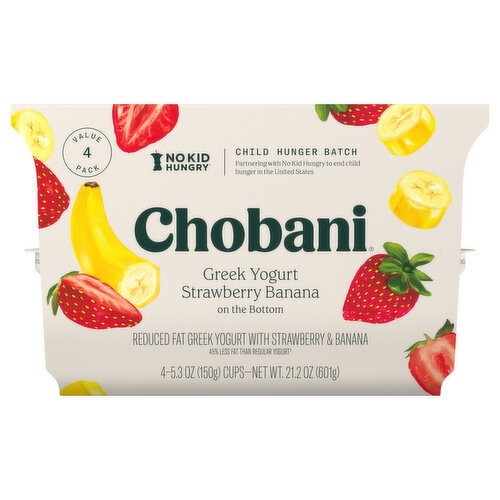Chobani Reduced Fat Strawberry Banana on the Bottom Greek Yogurt Image 1 of 11