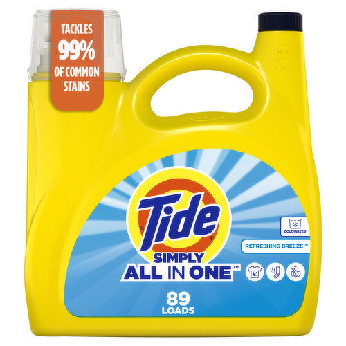 Tide Simply All-In-One Liquid Laundry Detergent, Refreshing Breeze