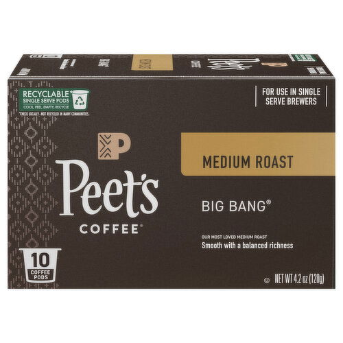 Peet's Coffee Single Serve Pods Medium Roast Big Bang Coffee