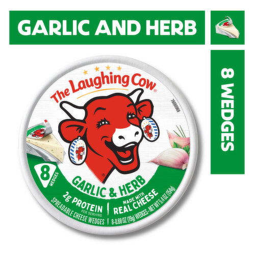 The Laughing Cow The Laughing Cow Creamy Garlic & Herb Spreadable Cheese Wedges, 8 pack (5.4 oz)