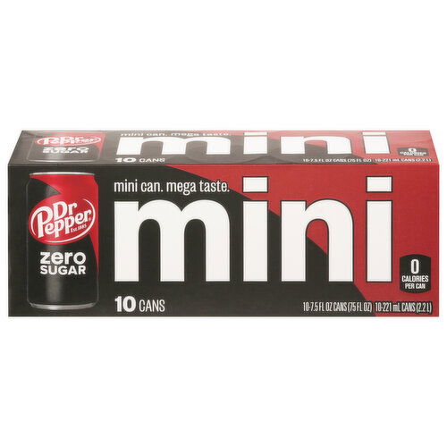 Dr Pepper Soda, Zero Sugar, Mini