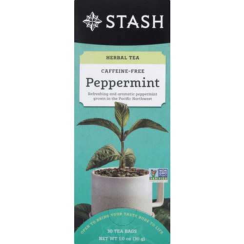 Stash Herbal Tea, Caffeine-Free, Peppermint, Tea Bags, Box