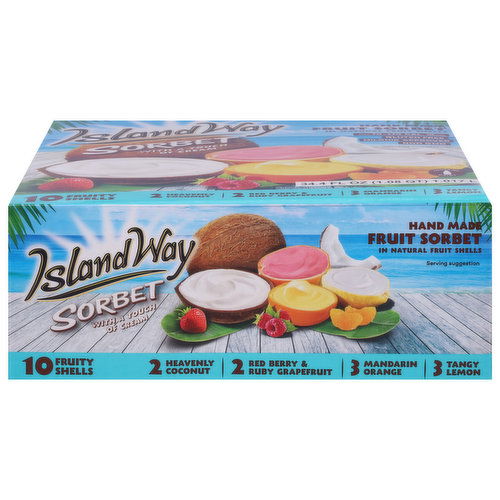 Island Way Sorbet Fruit Sorbet, Assorted, Hand Made