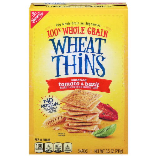 Wheat Thins Snacks, 100% Whole Grain, Tomato & Basil, Sundried