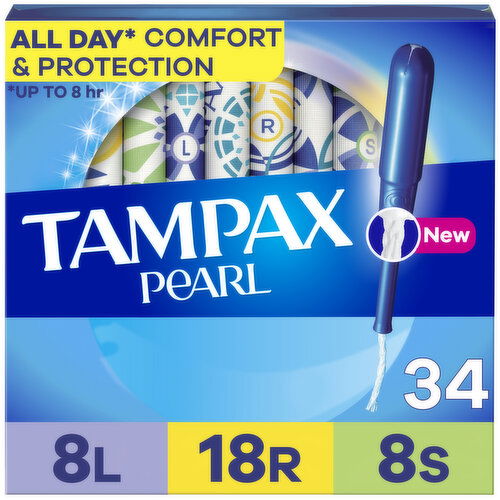 Tampax Pearl Tampons Multipack with LeakGuard Braid, Light/Regular/Super