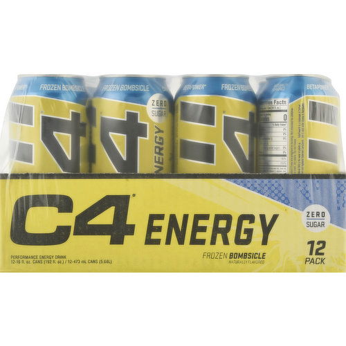 C4 Performance Energy Drink, Frozen Bombsicle, 12 Pack