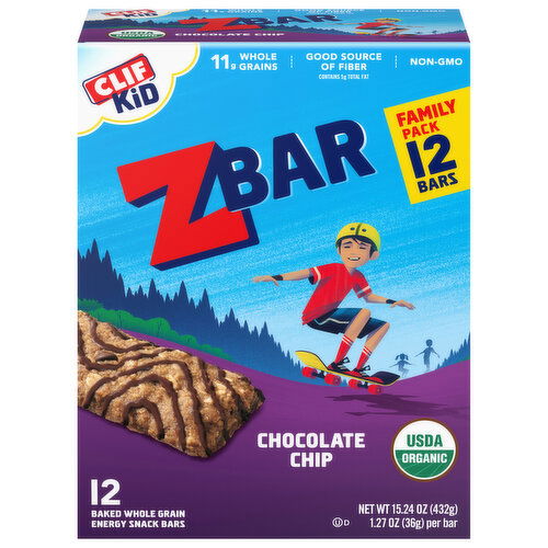 Zbar Family Pack Chocolate Chip Baked Whole Grain Energy Snack Bars