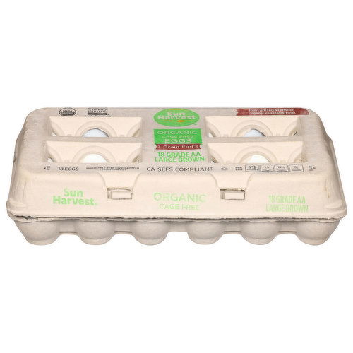 Sun Harvest Eggs, Organic, Cage Free, Brown, Large