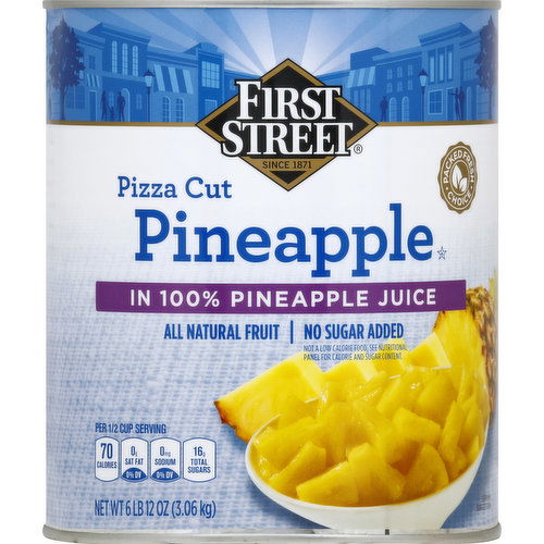 First Street Pineapple, in 100% Pineapple Juice, Pizza Cut