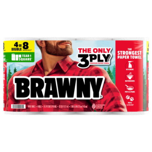Brawny White 3-Ply Double Rolls Paper Towels Image 1 of 4