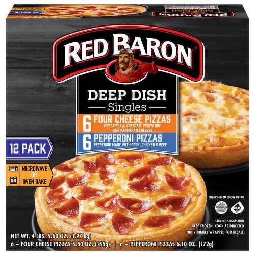 Red Baron Deep Dish Singles Four Cheese/Pepperoni Pizza