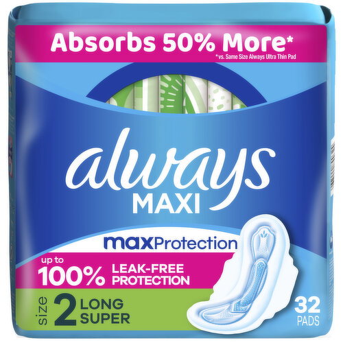 Always Maxi Pads with Wings, Size 2