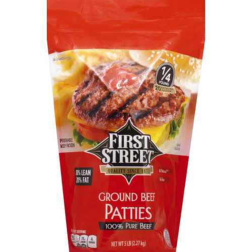  First Street Beef, Ground, 80/20, Patties