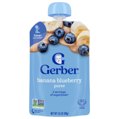 Gerber Sitter 2nd Foods Banana Blueberry Stage 2 Puree