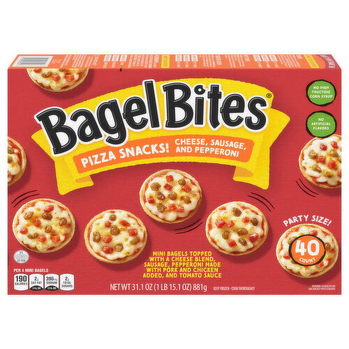 Bagel Bites Pizza Snacks, Cheese, Sausage, and Pepperoni, Party Size