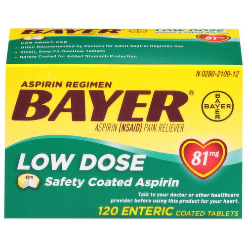 Bayer Aspirin, 81 mg,  Low Dose, Enteric Coated Tablets