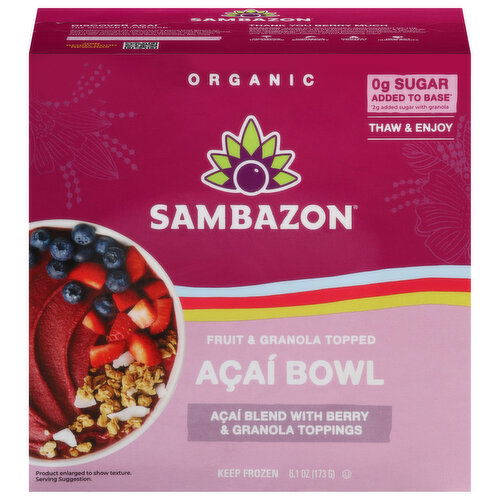 Sambazon Organic Fruit & Granola Topped Acai Bowl