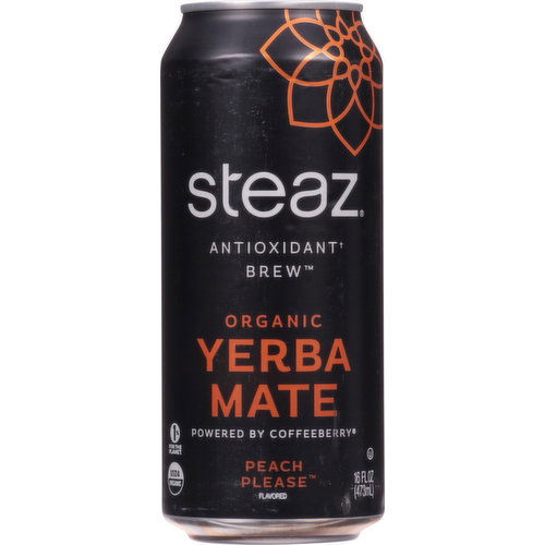 Steaz Yerba Mate, Organic, Peach Please