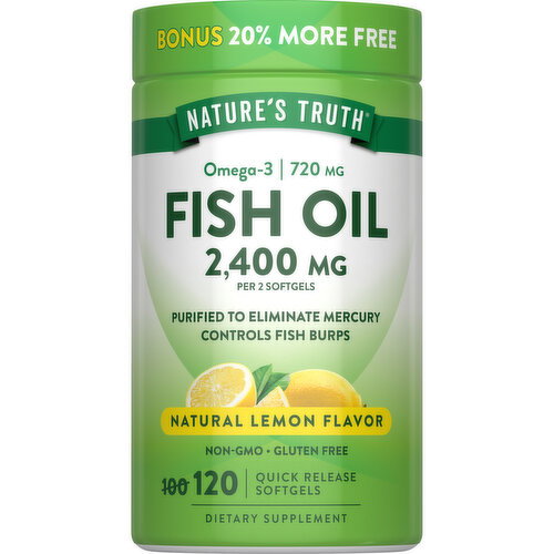 Nature's Truth Fish Oil 2,400mg (per 2) Lemon Flavor 100+20 SG