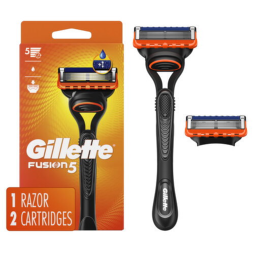 Gillette Fusion5 Razor for Men, Handle + 2 Razor Blade Refills Image 1 of 6