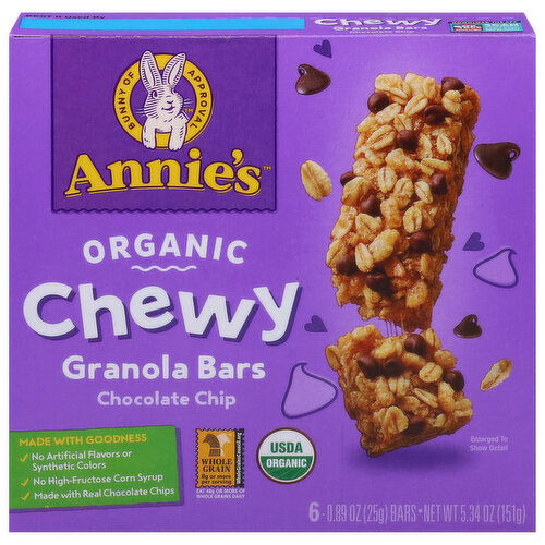 Annie's Granola Bars, Chocolate Chip, Organic, Chewy