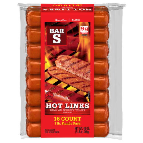 Bar S Sausage, Hot Links, Family Pack Image 1 of 6