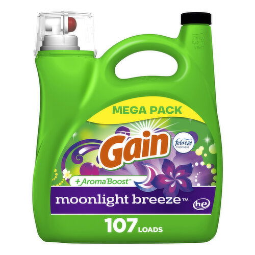 Gain Liquid Laundry Detergent, Moonlight Breeze, 107 Loads, 154 oz