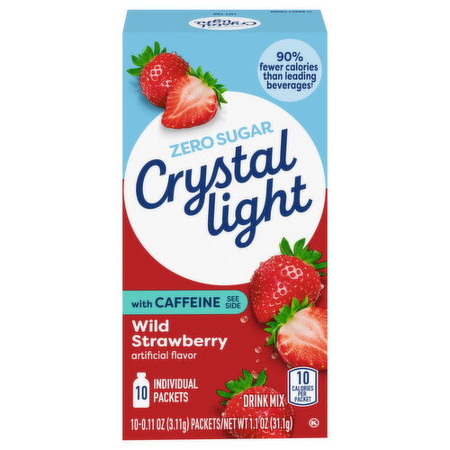 Crystal Light Zero Sugar Packets Wild Strawberry Drink Mix with Caffeine
