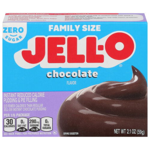 Jell-O Pudding & Pie Filling, Reduced Calorie, Chocolate Flavor, Instant, Family Size